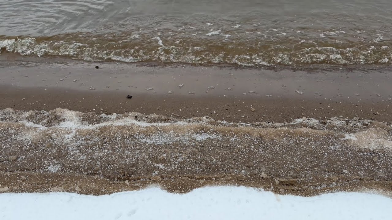 Quiet / Gentle Winter Ocean / Sea Waves ❄️ Snowy Beach Ambience for Sleep & Relaxation
