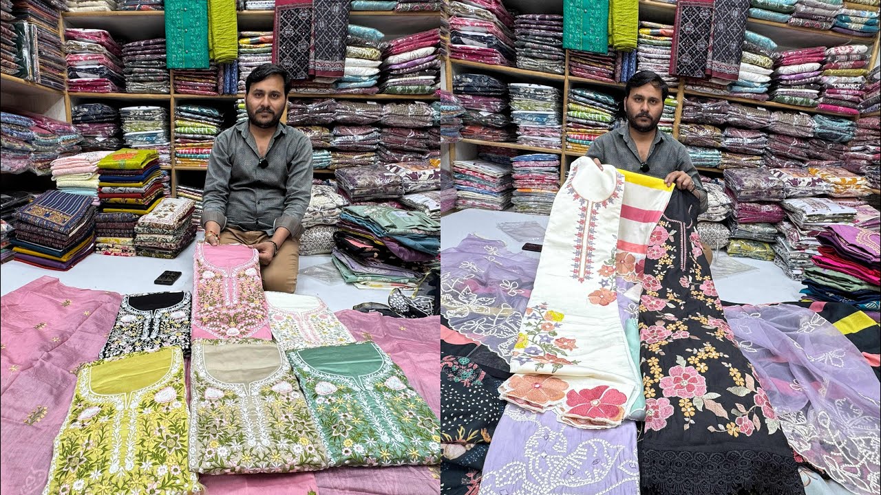 Chickpet Wholesale Unstitched Dress Materials | 3 Piece Sets | Single Piece Courier Available