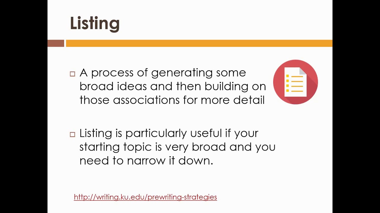 Pre-writing strategies: Brainstorming