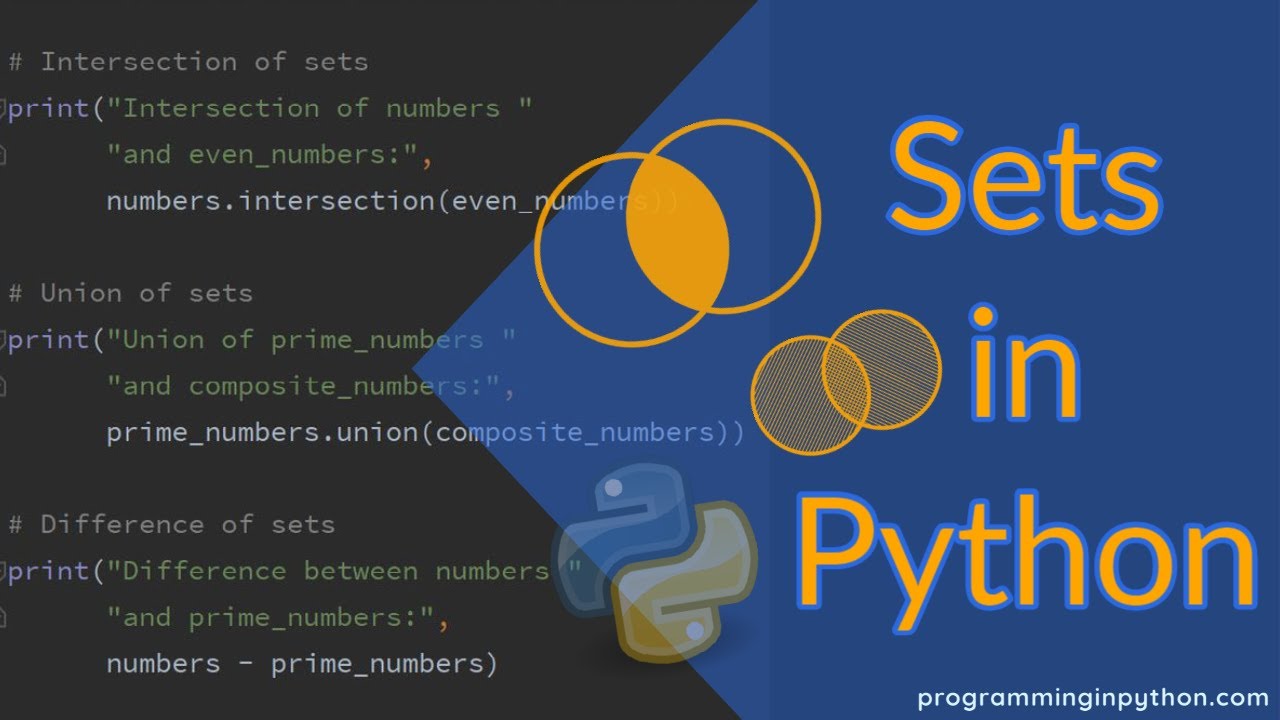 Python Datatype SET -  Set Operations in Python || Data types || programminginpython.com