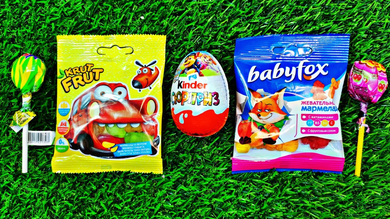 Satining Video | How to unpacking Rainbow lollipops and Krut Frut BabyFox🤤🍫