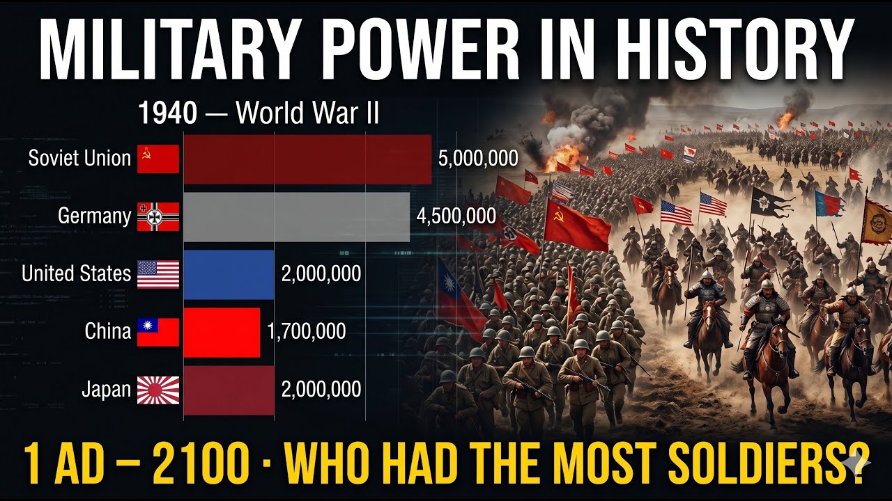 Military Power by Country (1 AD &ndash; 2100) | The Mongols Had 1 Million Soldiers