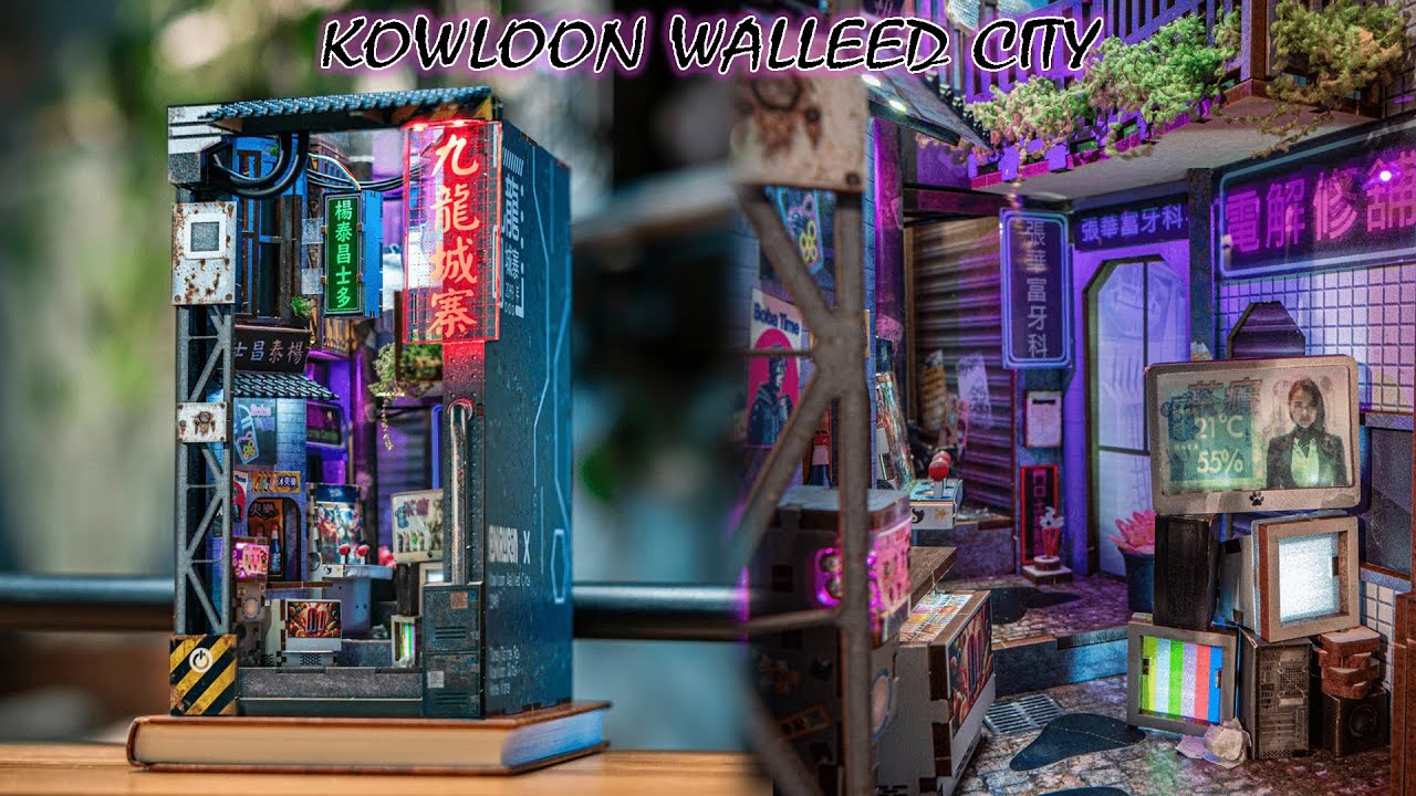 Kowloon Walled City -九龍寨城 | Anavrin || DIY Miniature Booknook - Relaxing Satisfying Video ASMR