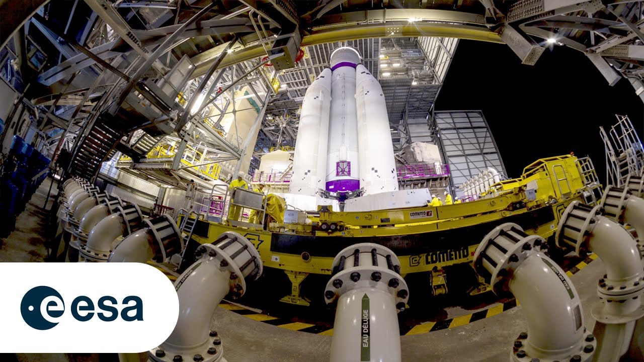 Assembling first Ariane 6 with four boosters on the launch pad – timelapse