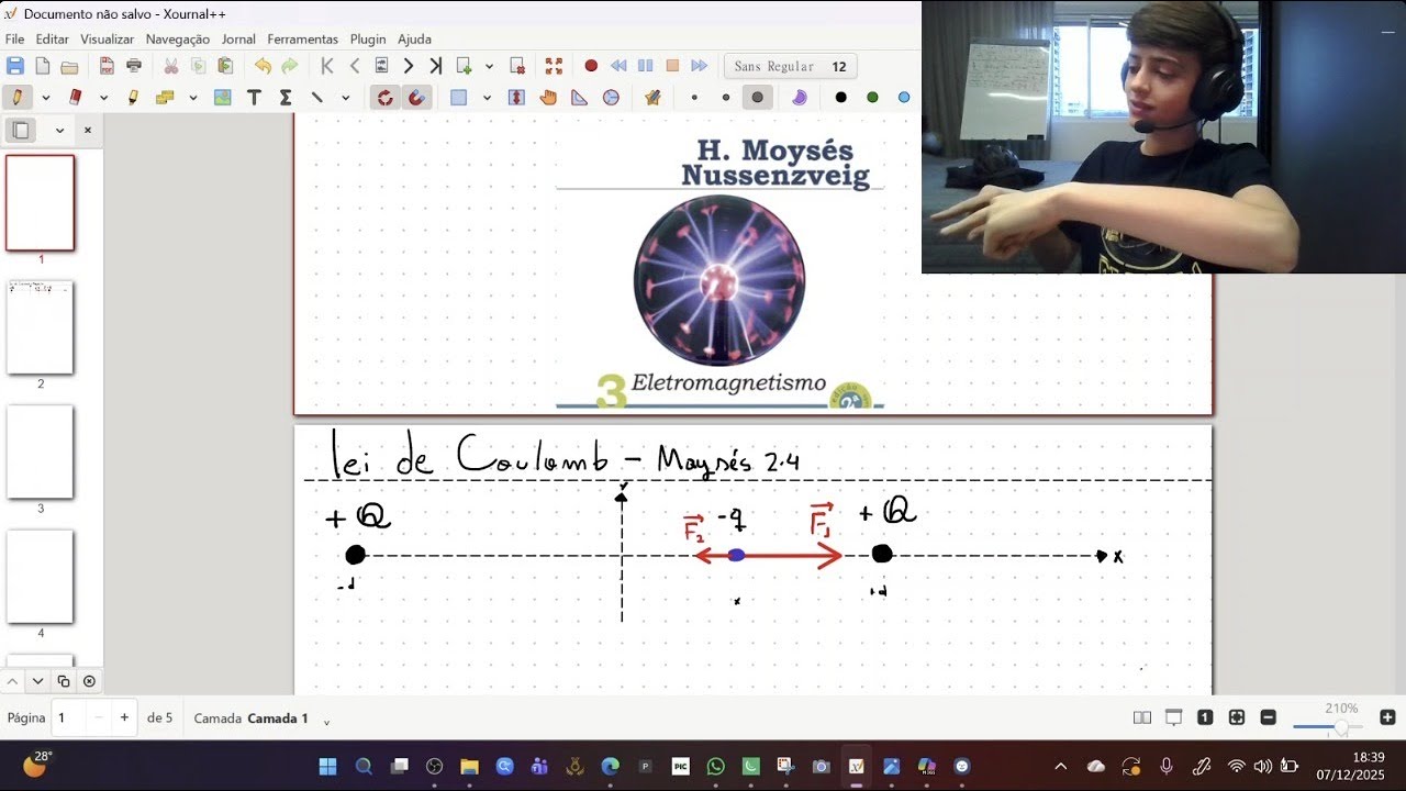 Partícula negativa entre duas positivas: movimento oscilatório? | Questão 2.4 Nussenszveig
