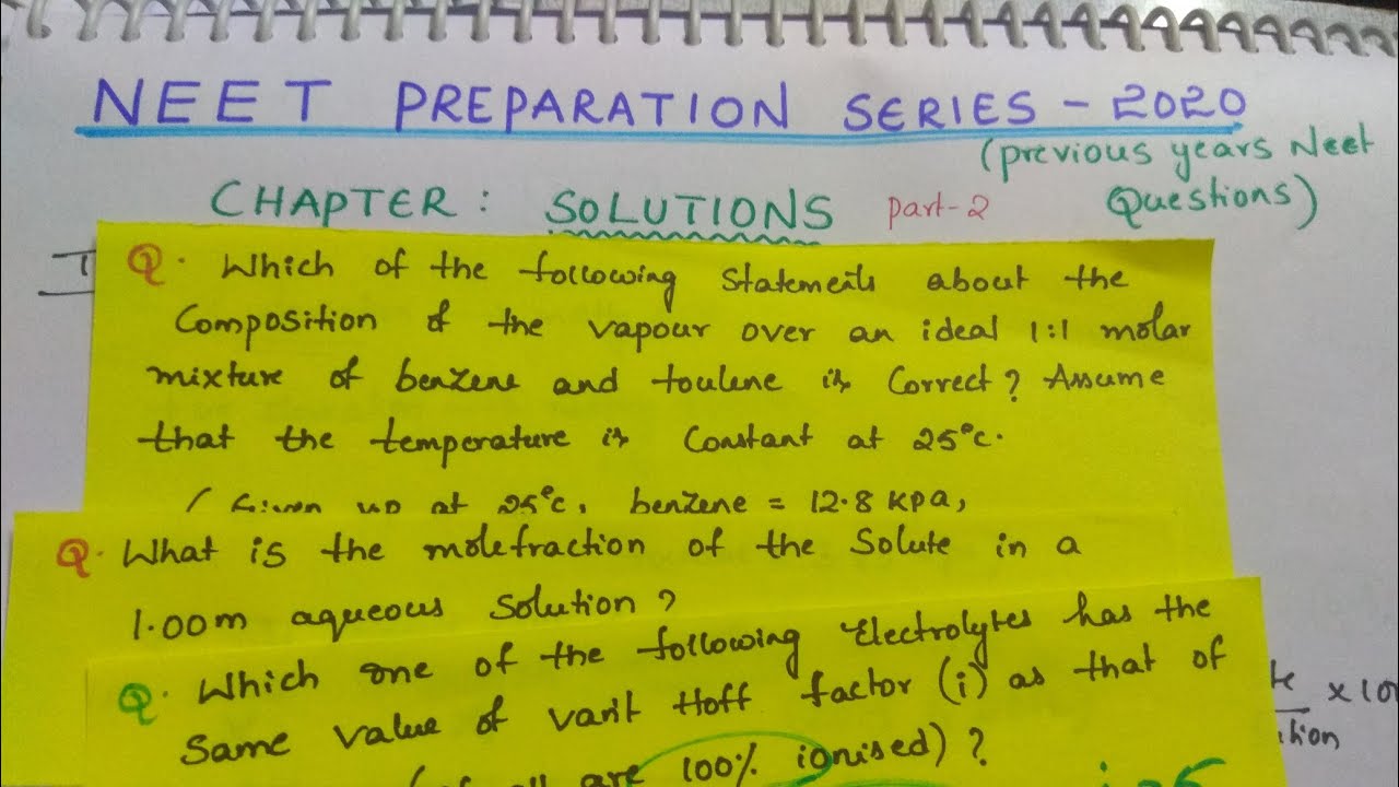 NEET PREPARATION SERIES 2020 || Solutions Chapter (Previous year NEET questions) part 2
