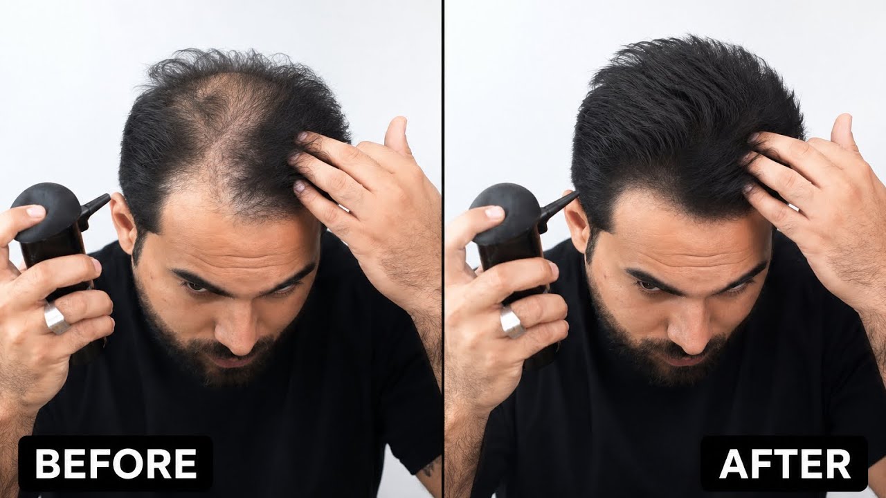 How to cover up thin & receding hairline by Hair Building Fibers ( THICK FIBER)