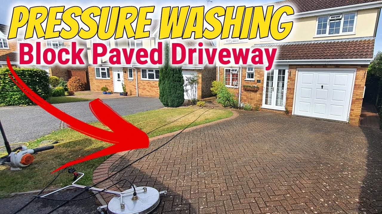 Block paving driveway pressure cleaning