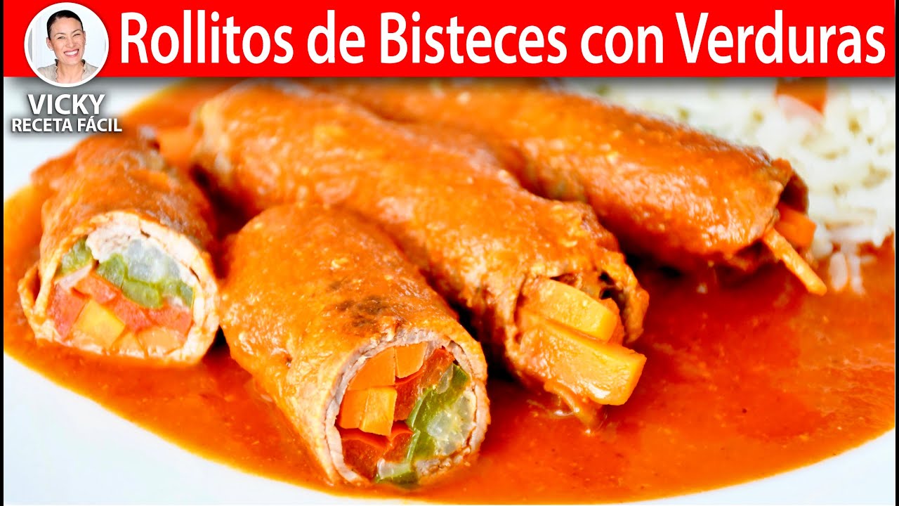 ROLLITOS DE BISTECES CON VERDURAS | Vicky Receta Facil