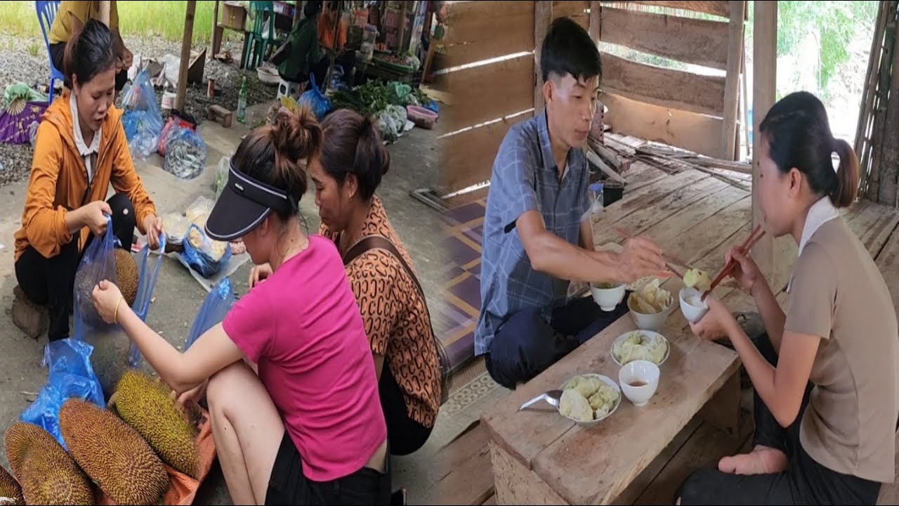 Harvesting jackfruit goes to the market  sell - Cooking - The attentive care of the young man