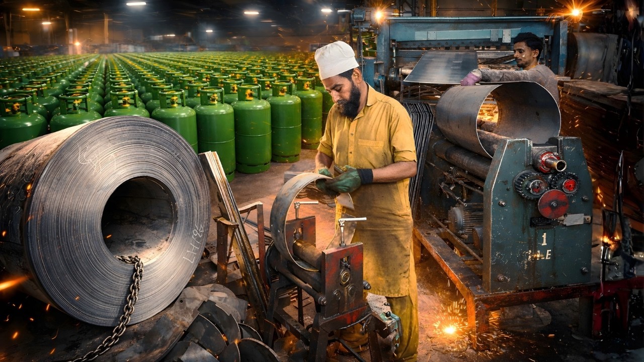 Incredible Process of Making 45kg High-Pressure Gas Cylinders | Inside Factory