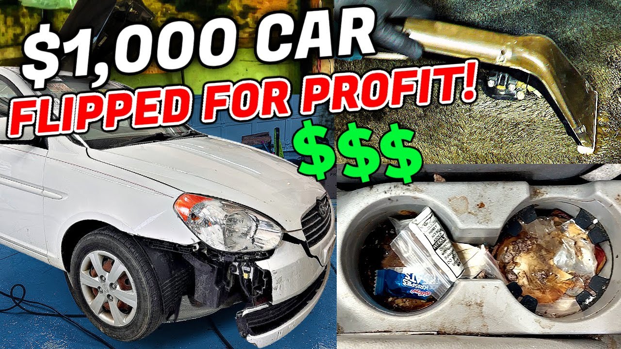 Flipping This $1000 Hyundai Accent For Profit $$$ Side Hustle! Disgusting Car Detailing Restoration