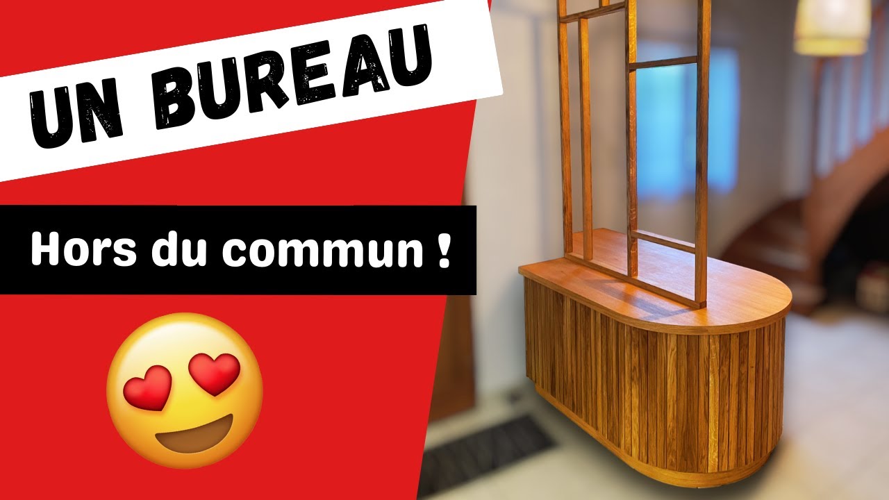 Bureau arrondi moderne et design en chêne, avec claustra