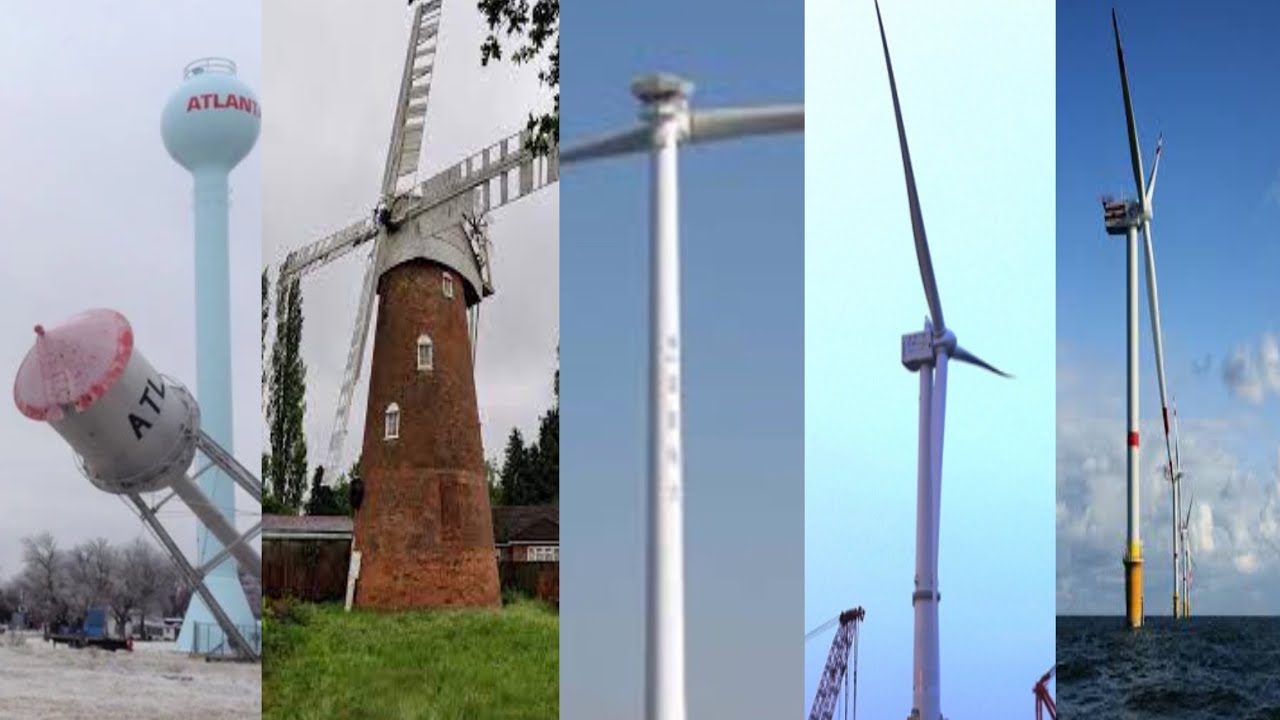 Water Tower, Chimney, And Wind Turbine Demolition Reverse 2021