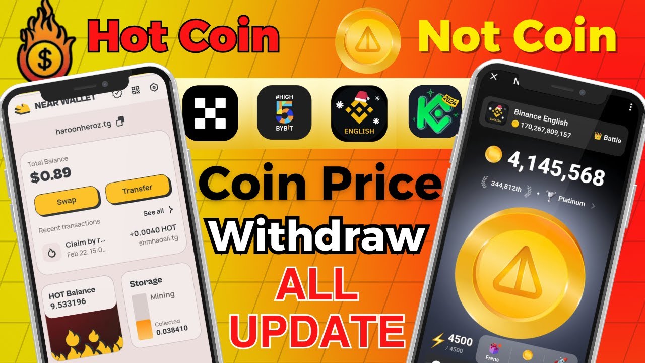 Hot Coin Mining Update 🔥 | Notcoin Mining Update 💰 | Hot & Not Coin Price, Withdraw & Supply