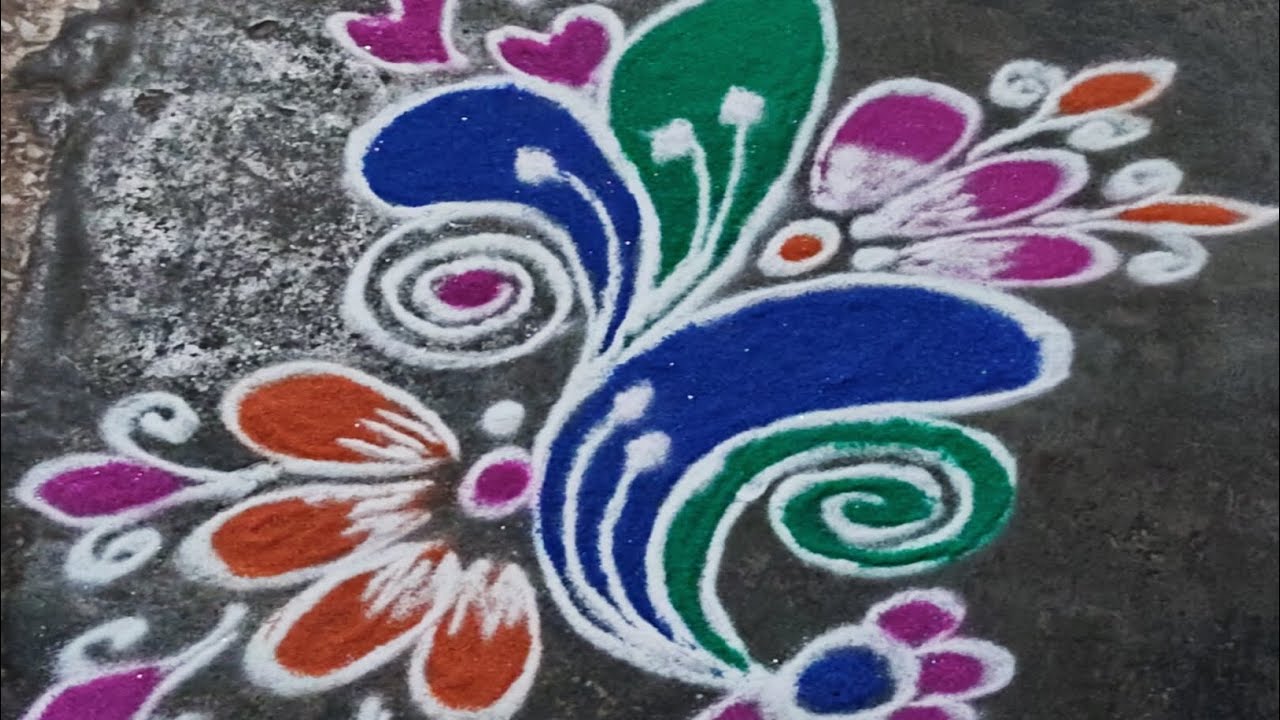 Free hand muggulu flower 🌺🌹 Rangoli designs