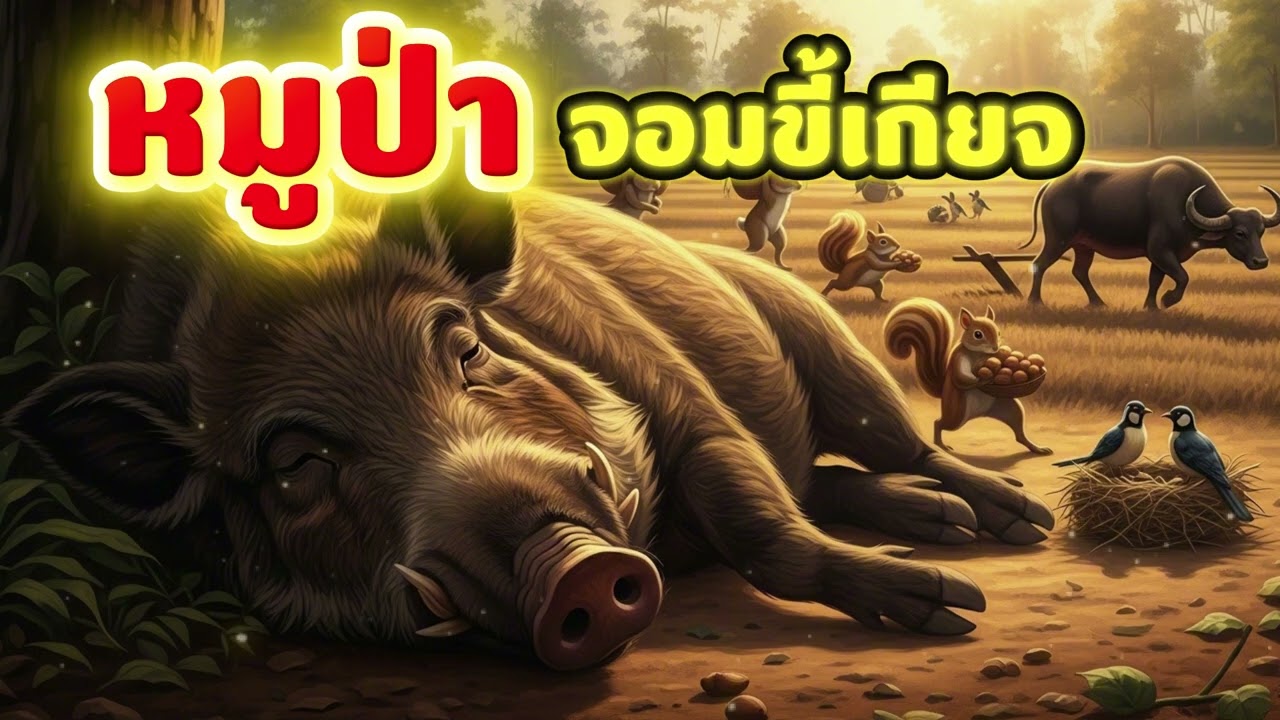 นิทานเรื่อง : หมูป่าจอมขี้เกียจ | คลังนิทาน #นิทานก่อนนอน #นิทานสอนใจ