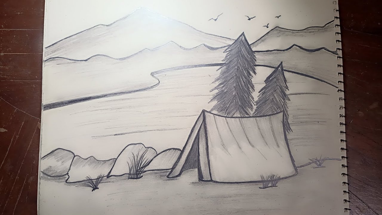 How to draw nature scenery - easy scenery drawing | drawing tutorial 