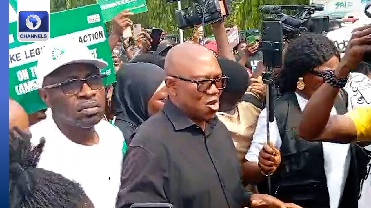 Peter Obi Joins Occupy National Assembly Protest Over E-Transmission Of Election Results