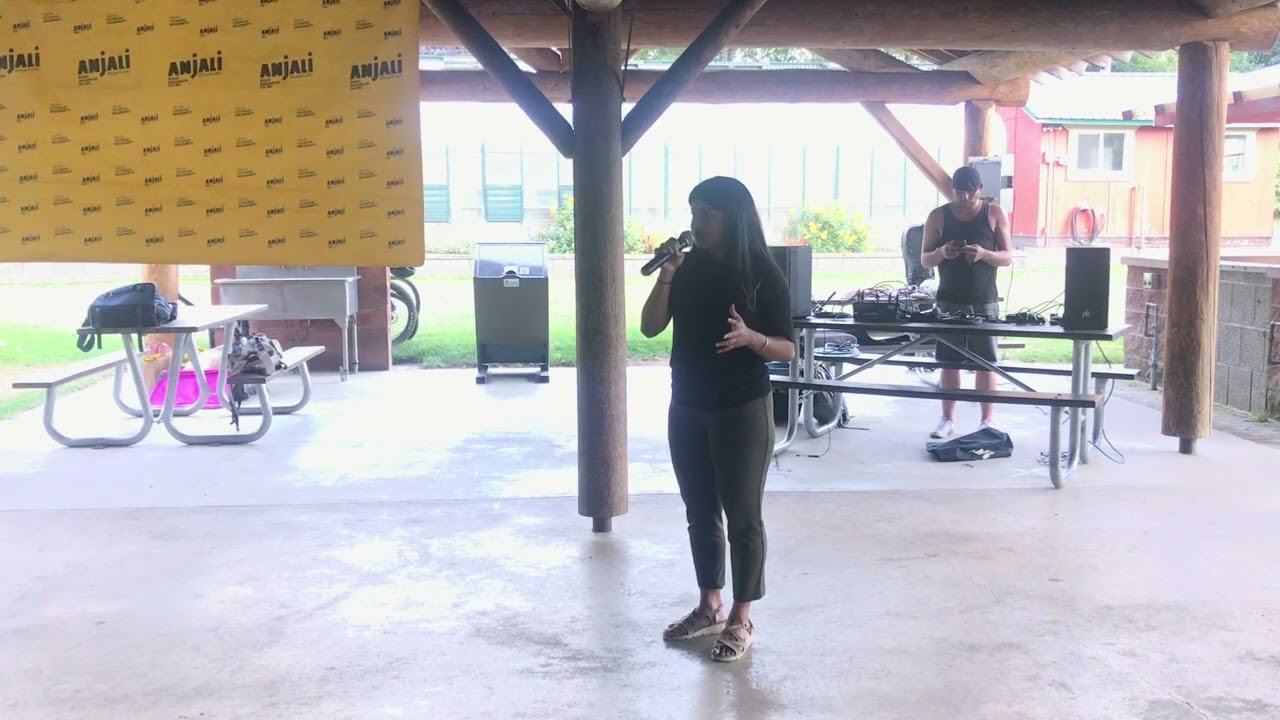 Anjali Appadurai speaks in Nelson, BC at Lakeside Park August 30, 2022.