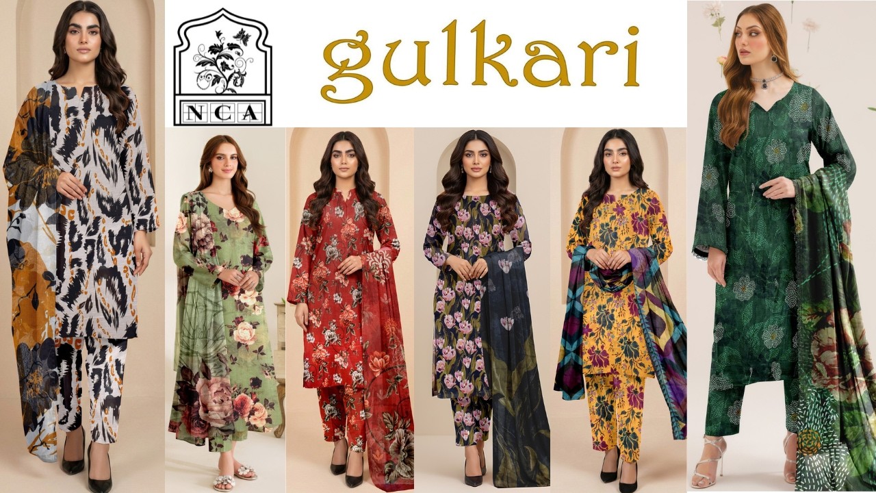 GULKARI BANA DORA PRINTED LAWN WITH BAMABER CHIFFON DUPATTA | GUL SHAWL CLOTH PAKISTAN