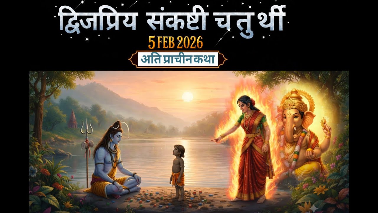 संकष्टी चतुर्थी की व्रत कथा 5 फरवरी 2026| प्राचीन कथा! शुभ मुहूर्त,चंद्रोदय समय और दिव्य व्रत कथा