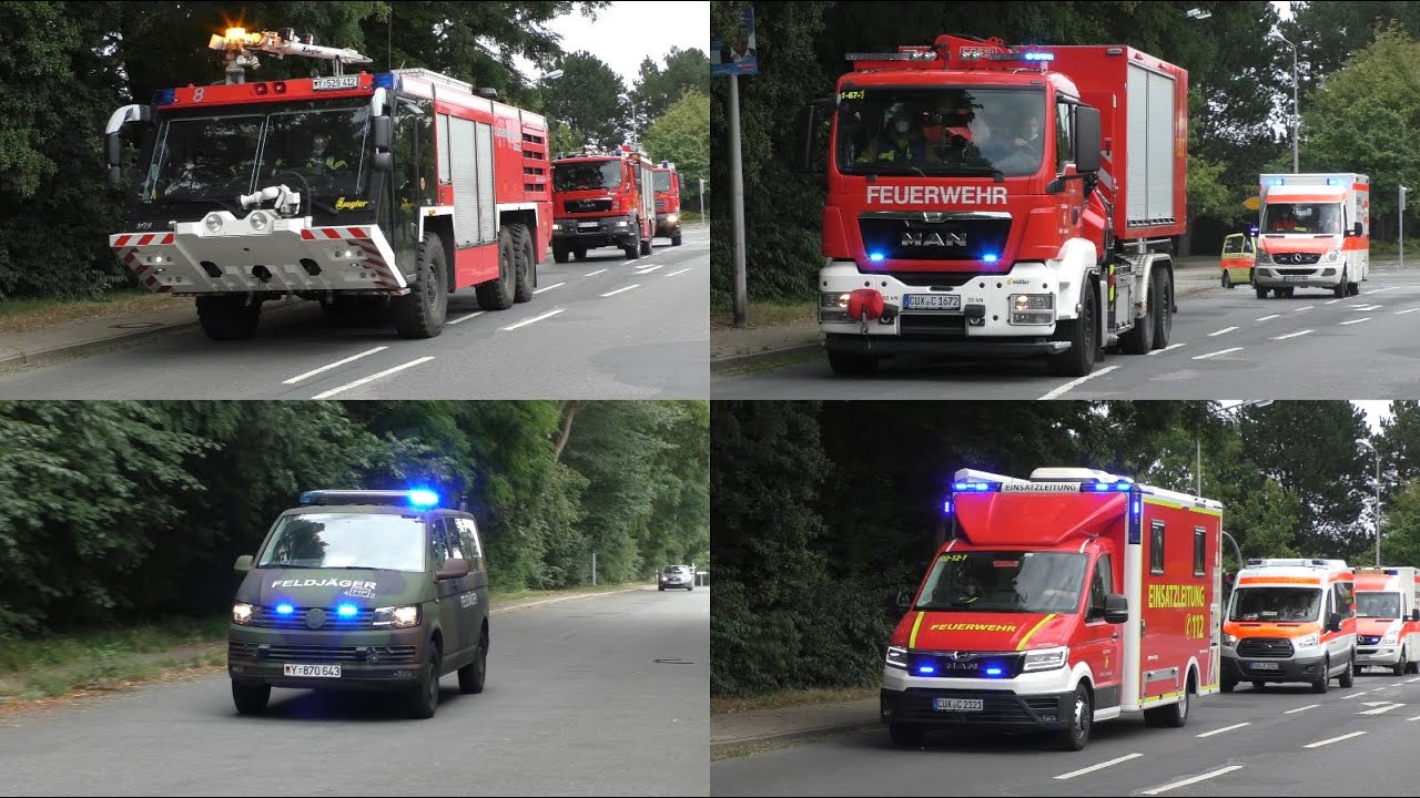 [Hubschrauberabsturz über Kaserne - Sirenenalarm!] Einsatzfahrten zu Großeinsatz in Cuxhaven