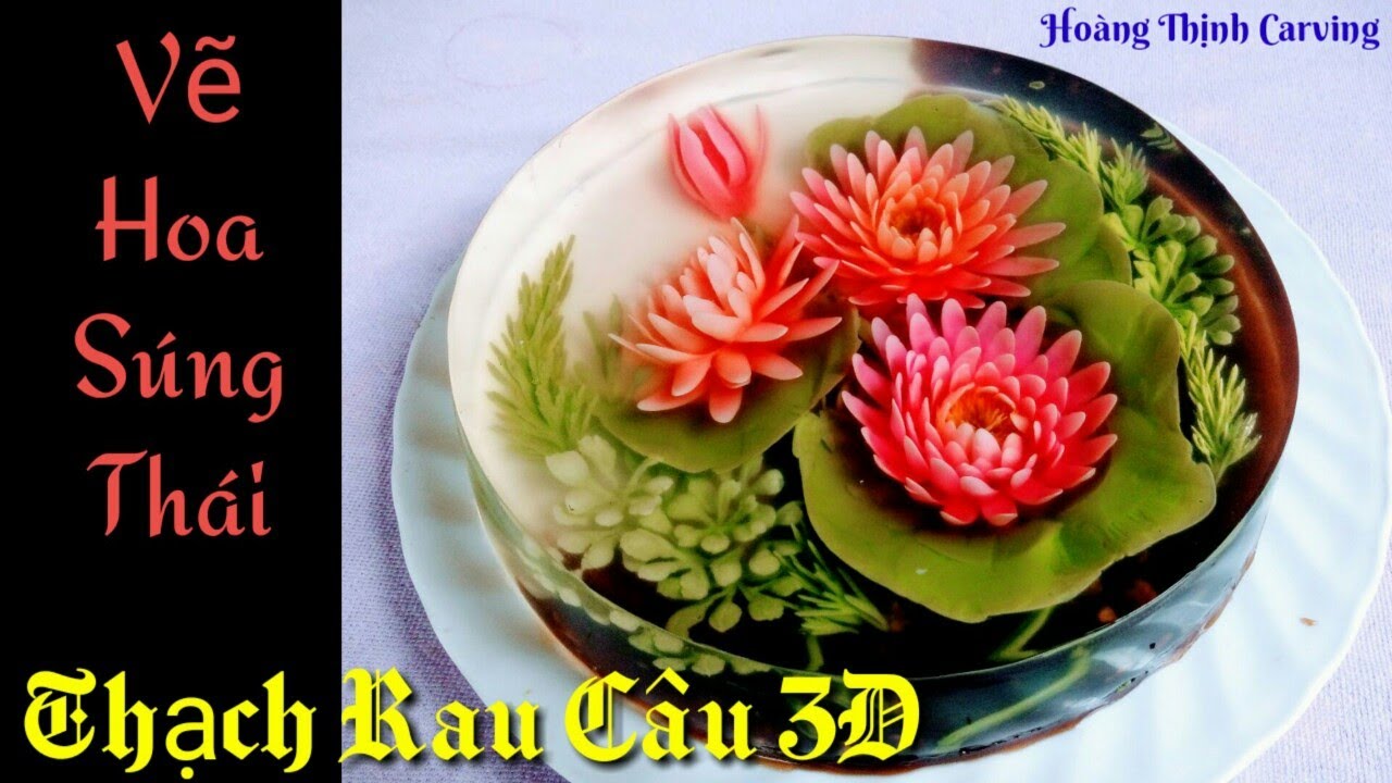 Thạch Rau Câu 3D - Bài 17: Hướng Dẫn Chi Tiết Cách Pha Màu Và Vẽ Hoa Súng Thái Bằng Kim Thiết Kế