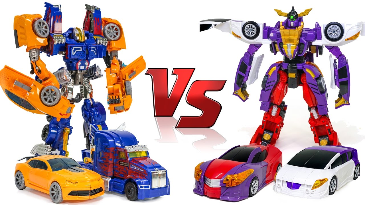 Transformers Bumblebee + Optimus Prime Combine VS Turning Mecard W HD Gryphinx Vehicle Robot Car Toy