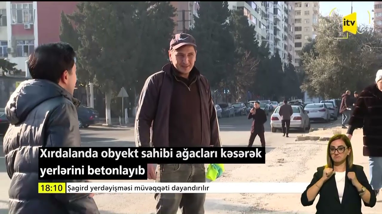 Xırdalanda obyekt sahibi ağacları kəsib, yerinə beton tökdü - İTV