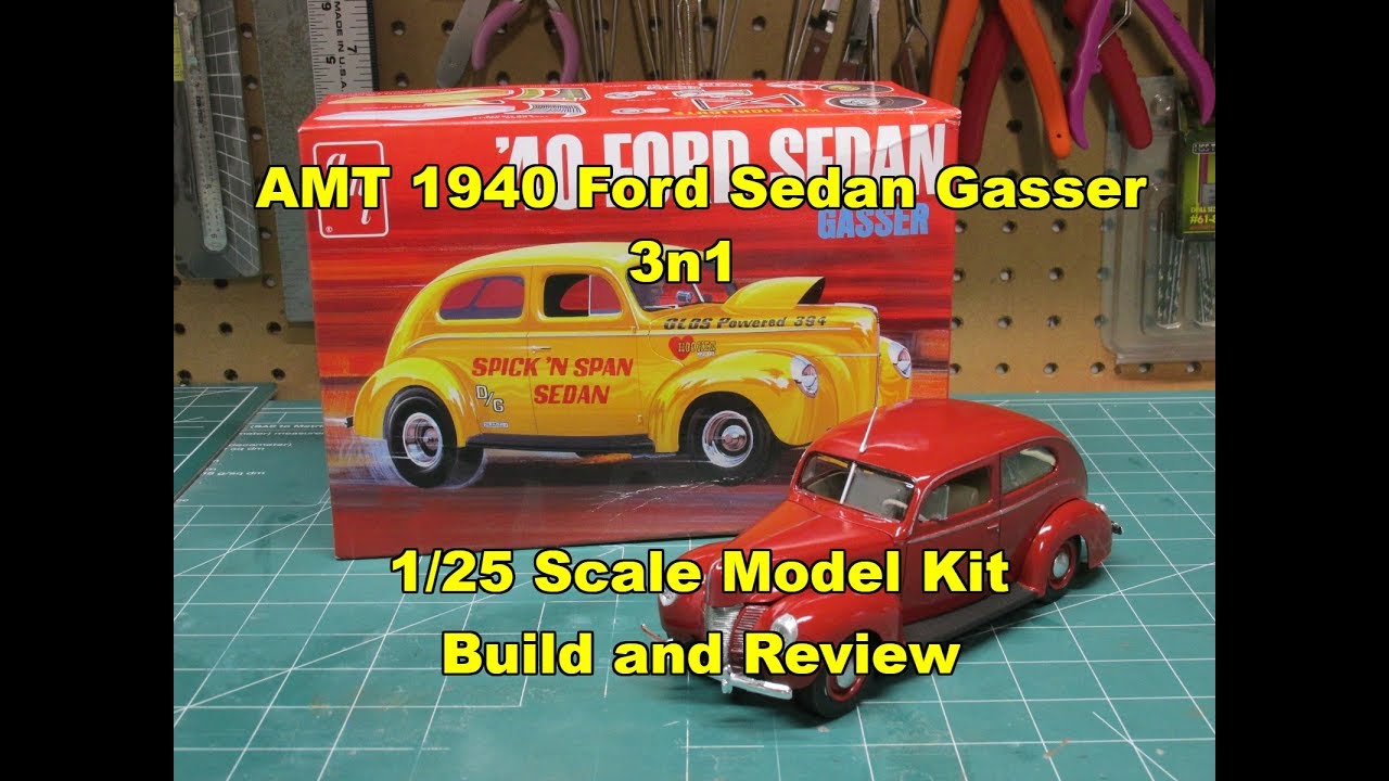 AMT 1940 Ford Sedan Gasser 3n1 1/25 Scale Model Kit Review Build AMT1088