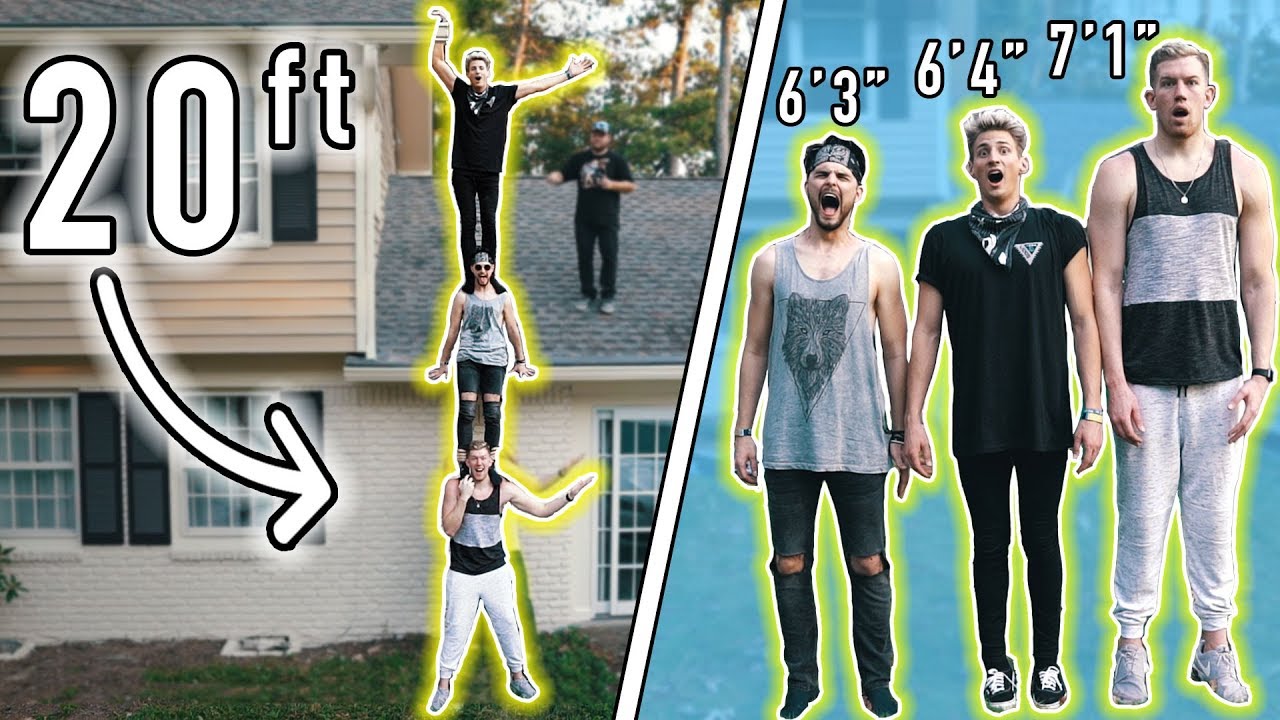 20ft TALL HUMAN RECORD! 7ft TALL GUY & TWO 6ft TALL GUYS!