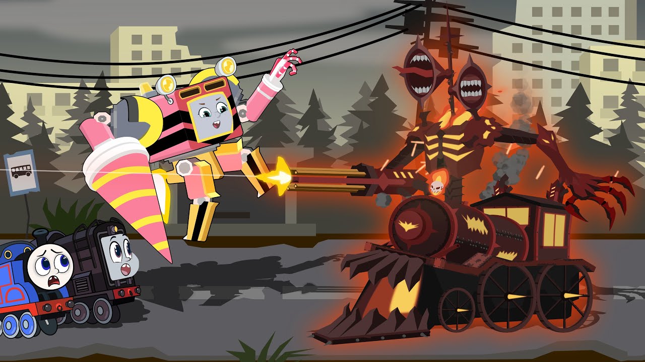 Thomas and little Trains VS Infernal Siren Head #soloanimation