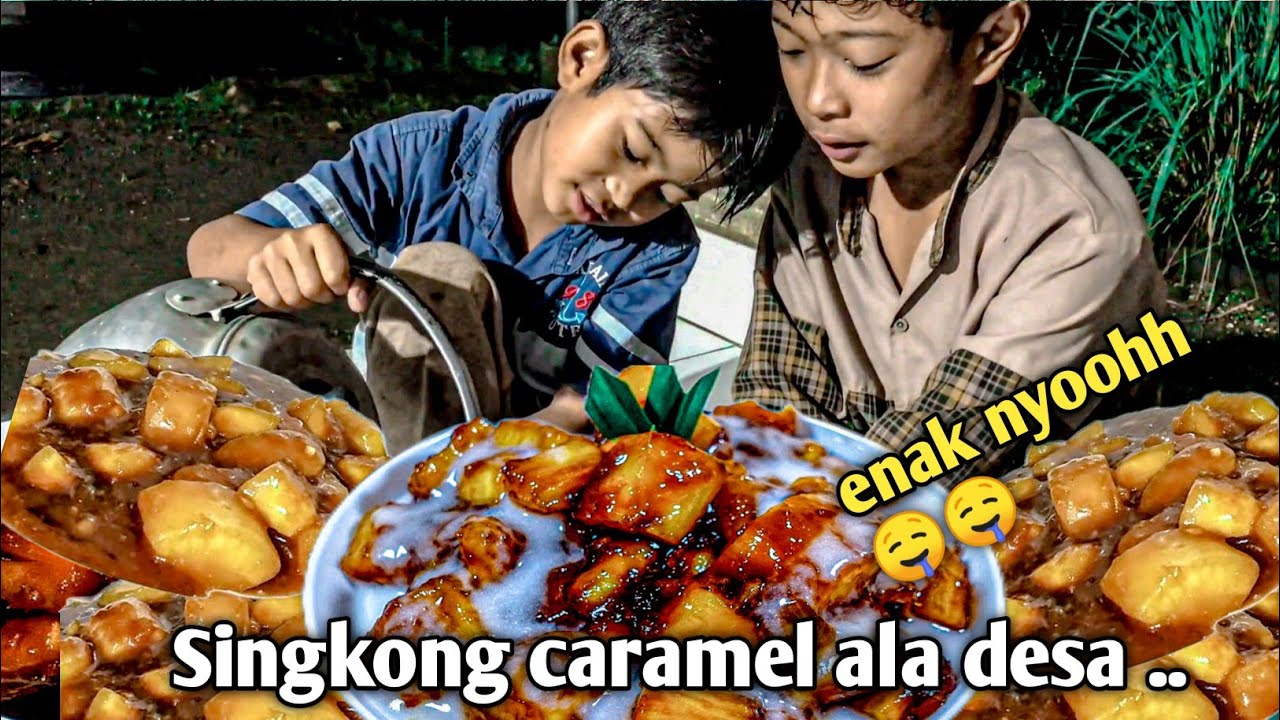 Menu buka puasa Mukbang singkong caramel di pedesaan 