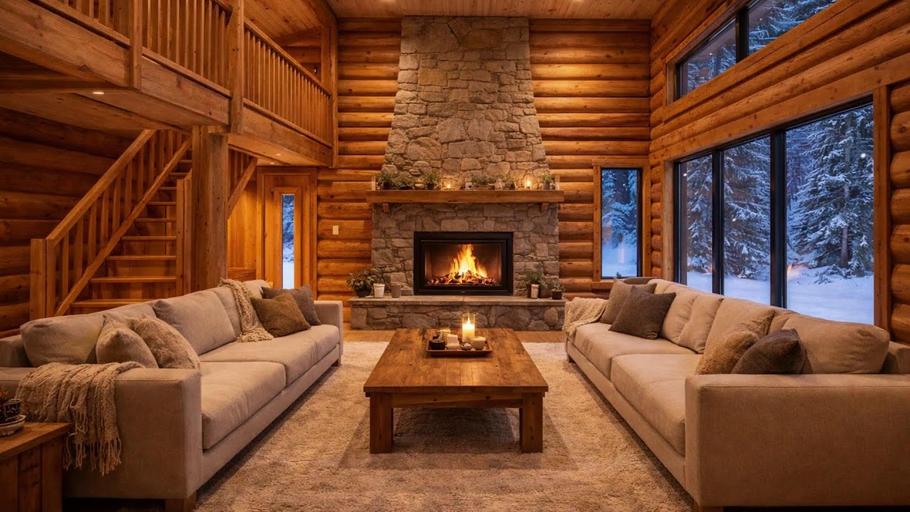 Snowy Evening Reflections  Cozy Hearthlight for Deep Work and Study