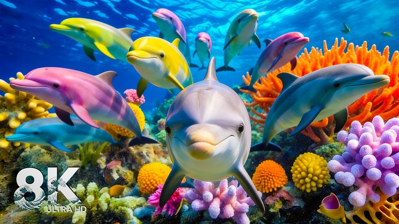 DREAM AQUARIUM 8K - Marine Life, Sea Animals and Coral Reef - Fish Tank Sounds for Deep Sleep