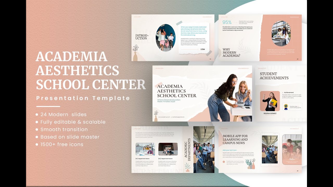 Academia Aesthetics School Center Presentation Template | Education & Academic Slides