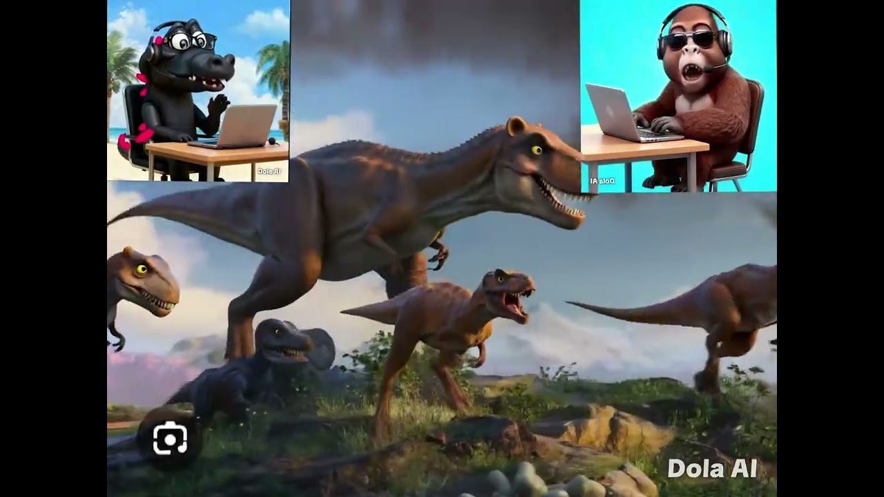 @GodzillaReacts & @KongReacts playing game Jurassic world evolution 3