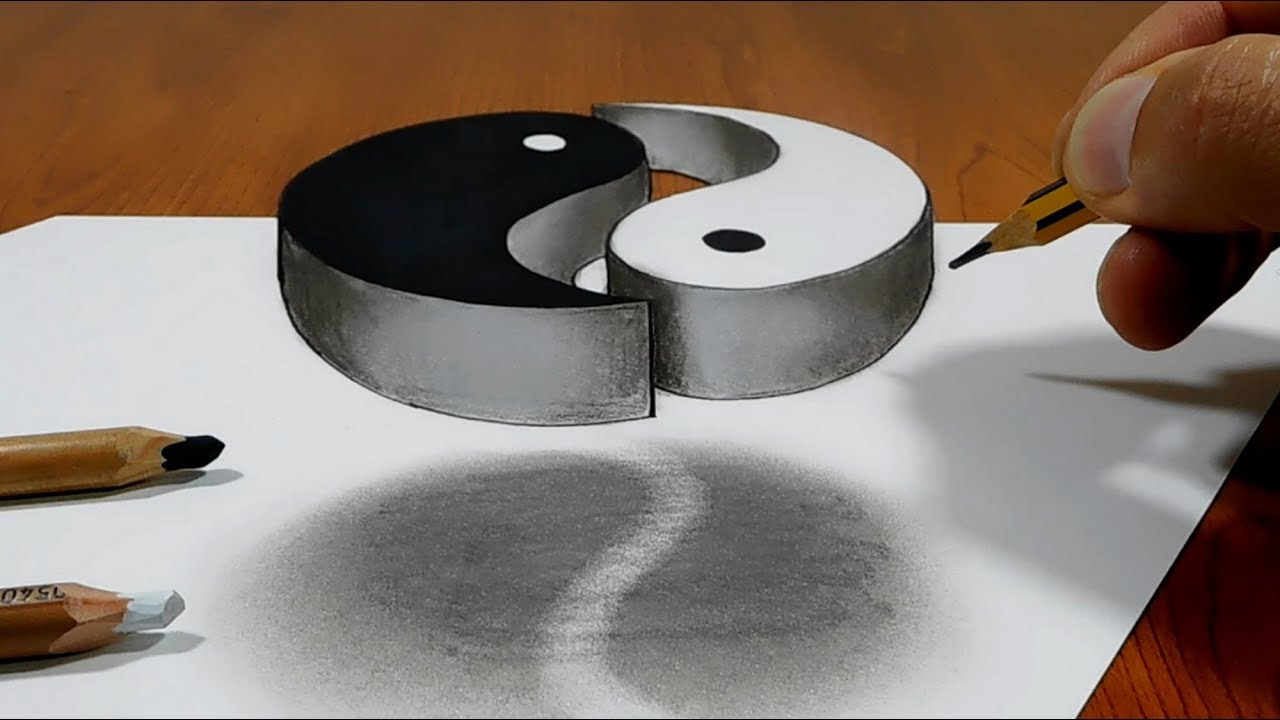 3D Trick Art on Paper   Yin Yang
