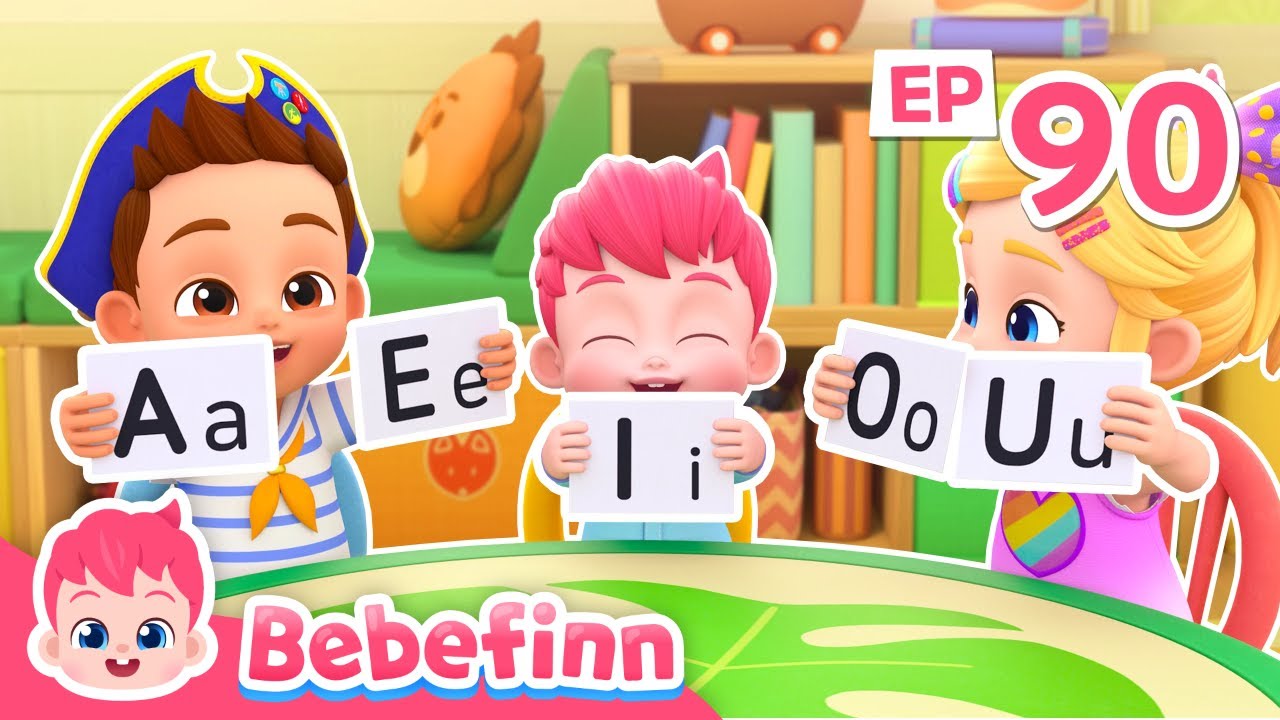 📚 Short Vowel Song | EP90 | Learn A E I O U Alphabets with Bebefinn | Best Kids Songs
