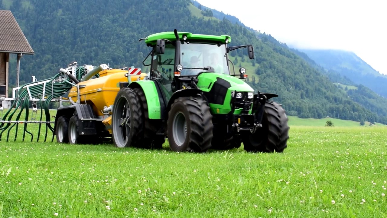 Güllen mit Deutz Fahr 5120 C DT GS und Hadorn 6000L Mietfass