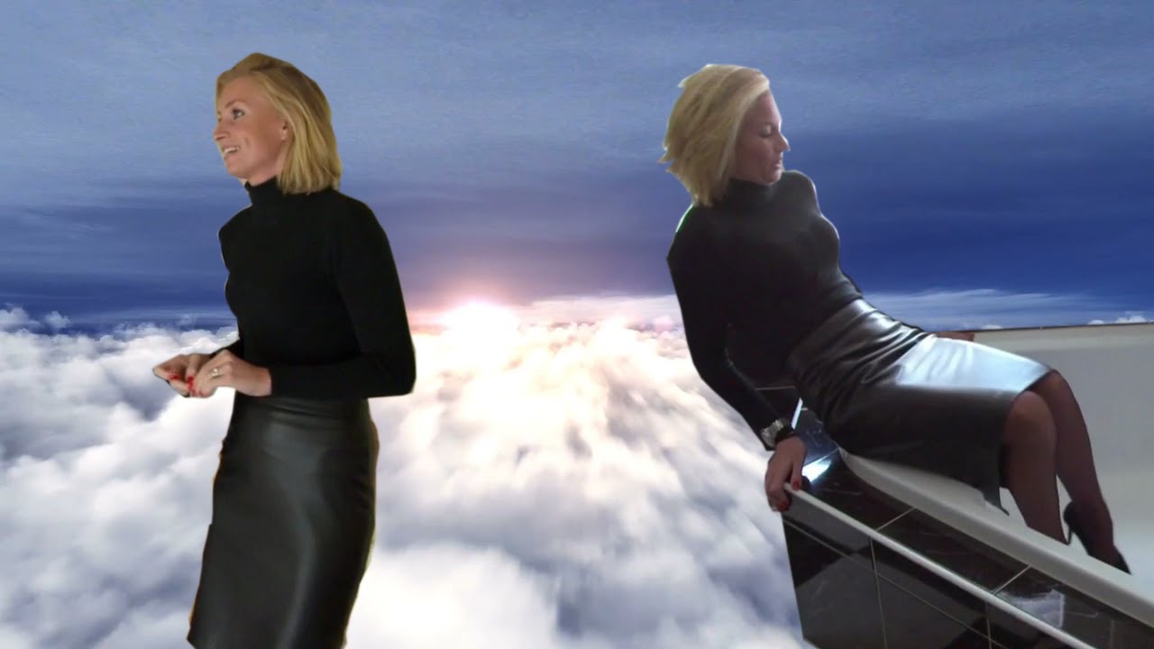 Hot Blond in Long Leather Pencil Skirt