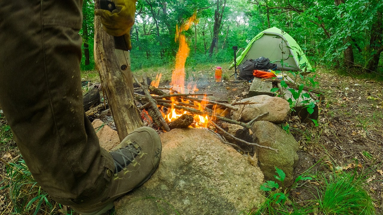 Summer Tent Camping in the Woods