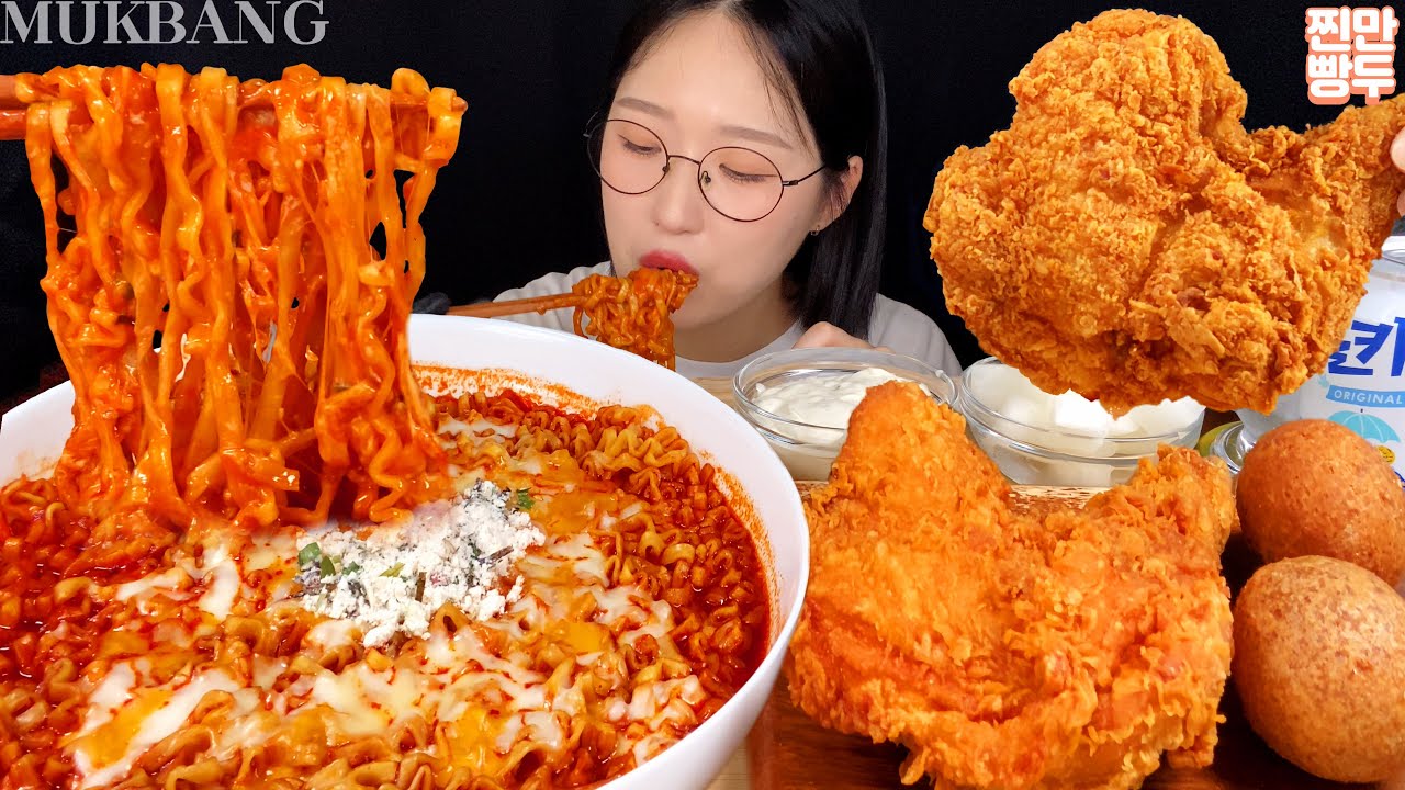 🧀🔥Cheese Buldak Ramen & Chicken | KOREANFOOD MUKBANG ASMR