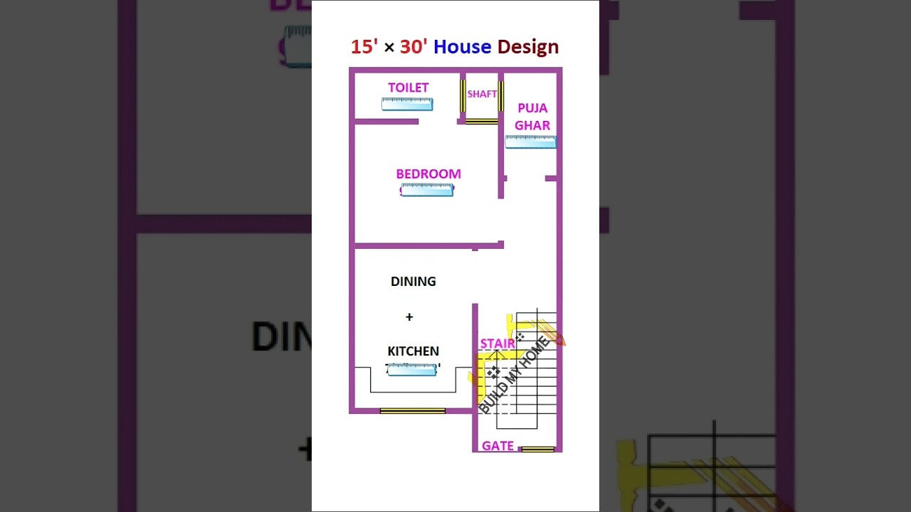 15 x 30 House Design/ #buildmyhome #houseplan #housedesign #housemap #home #trending