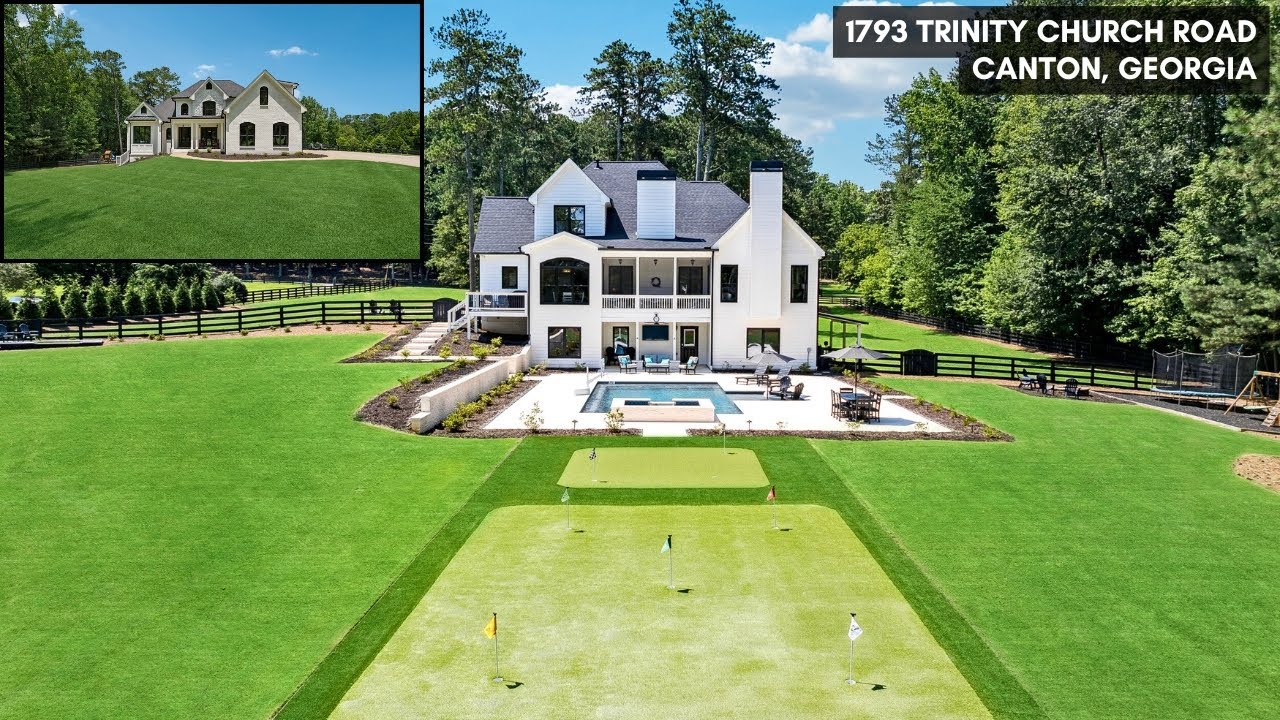 Inside 1793 Trinity Church Rd, Canton Georgia | Pool, Par 3 Golf Hole and Putting Greens, 3.54 Acres