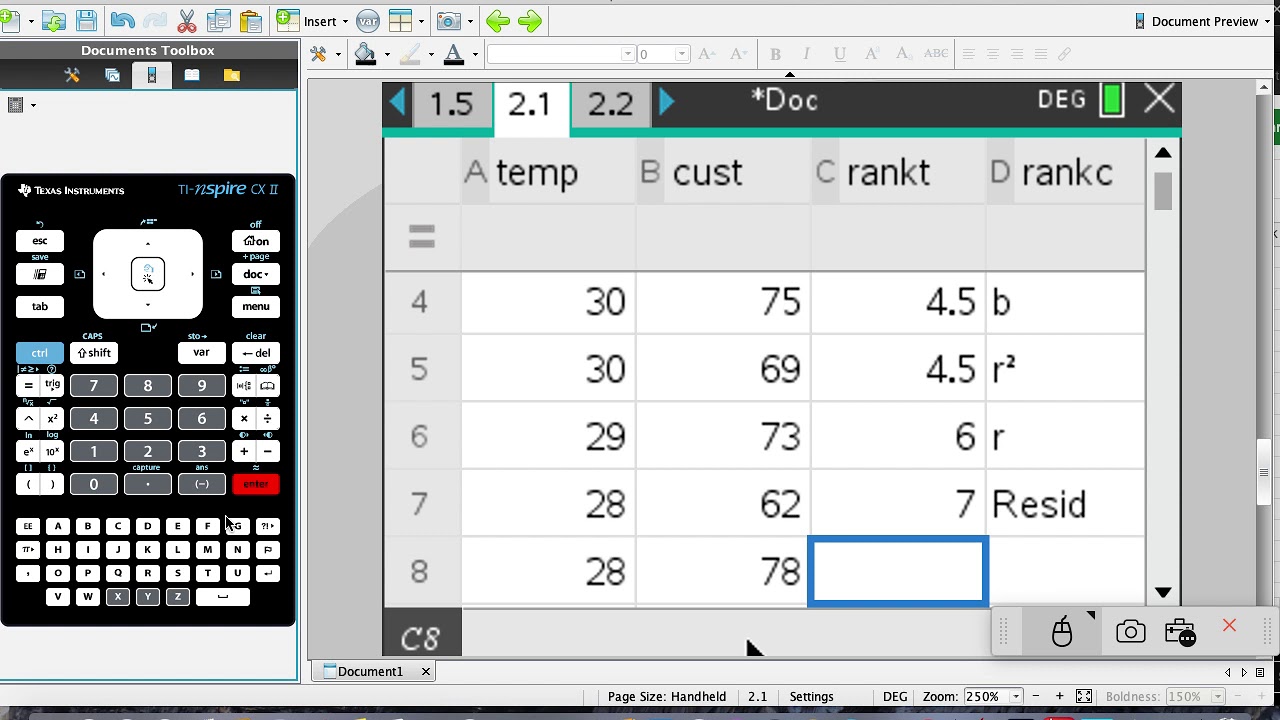 4.10- Pearson's Versus Spearman's using TI-Nspire Sort Function