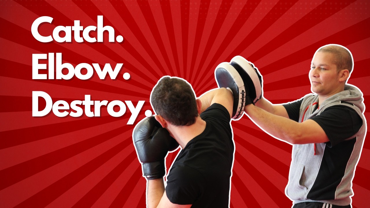 Muay Thai Pad Drills:  Kick catch to elbow