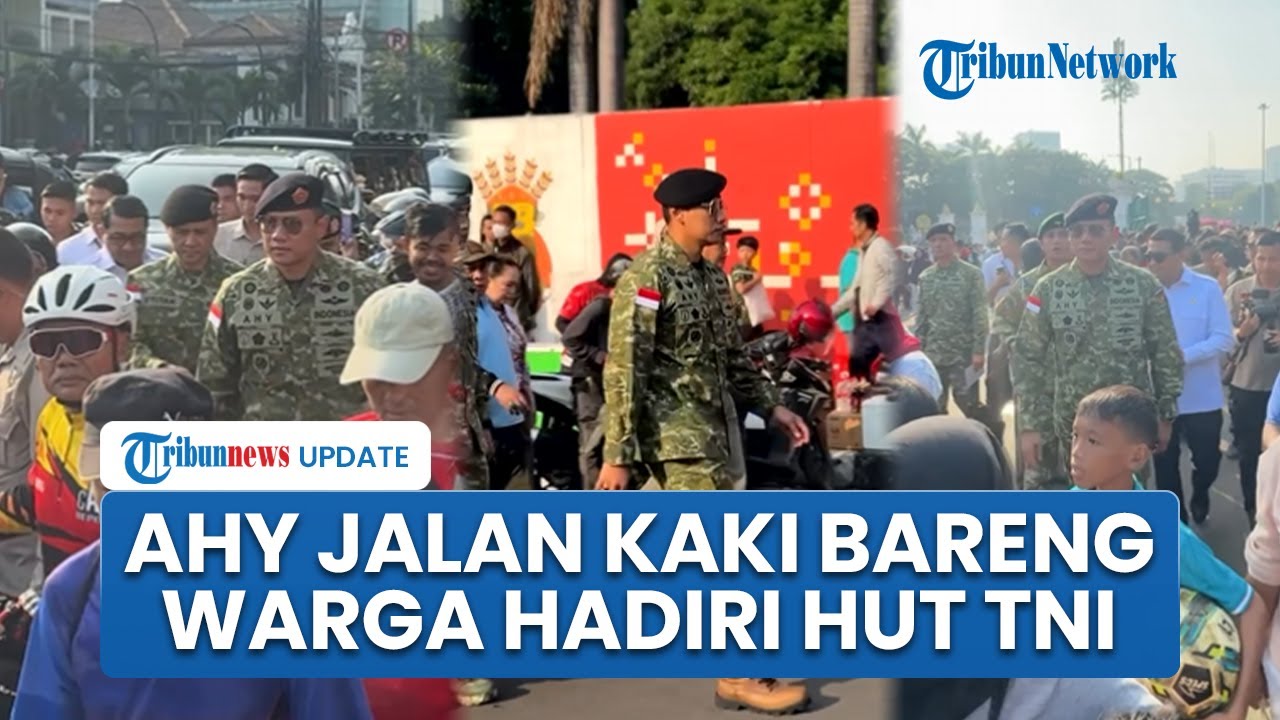Momen Menko AHY Jalan Kaki Pakai Baju Loreng Hendak Hadiri HUT TNI, Tembus Barisan Warga di Monas