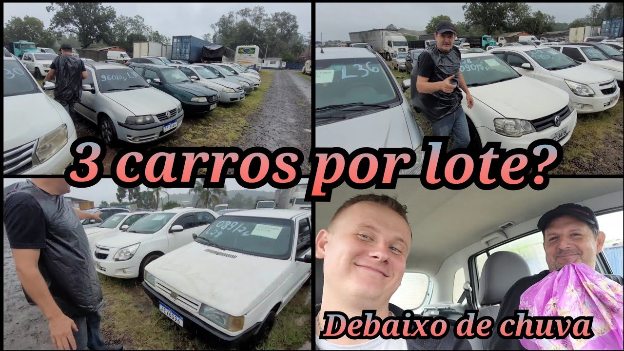Visita aos veículos no leilão da Receita Federal, olha a situação,  debaixo de chuva...